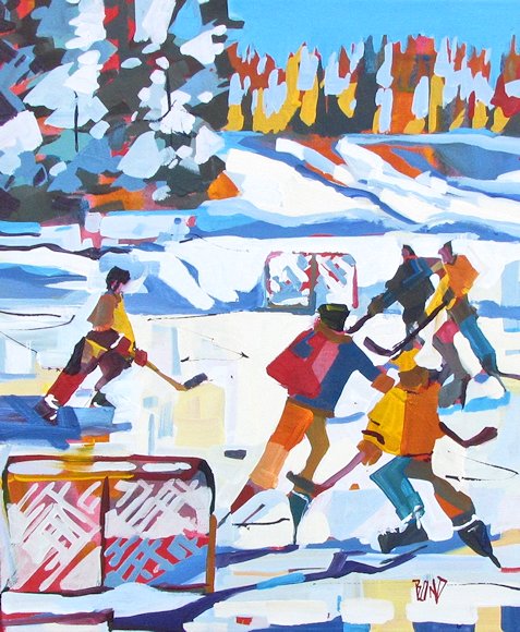 Image of art work “Hockey in the Winter Sun”