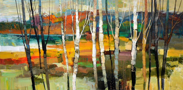 Image of art work “Birch Trees by the Lake”