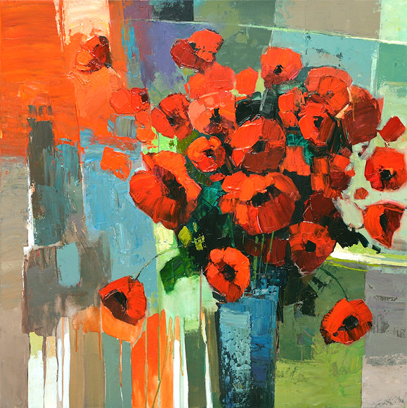 Image of art work “Blue Vase and Poppies”