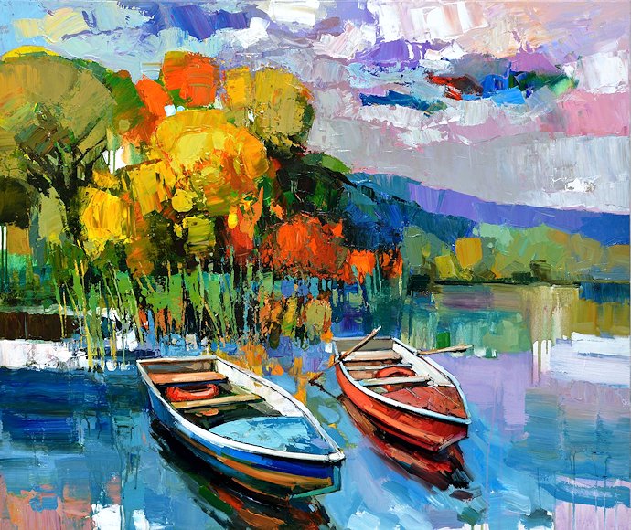 Image of art work “Boats on Tisa River”