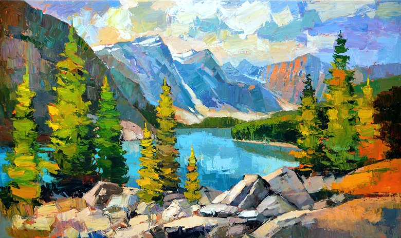 Image of art work “Morning Light on Moraine Lake”