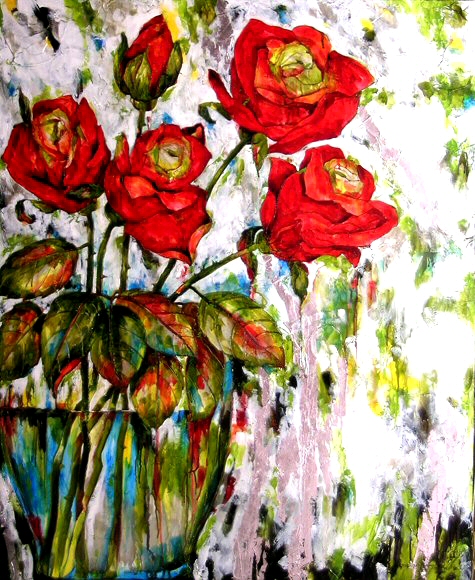 Image of art work “Glass Work and Roses”