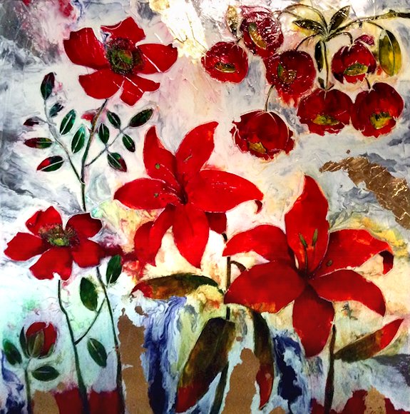Image of art work “The Dancing Red Flowers”