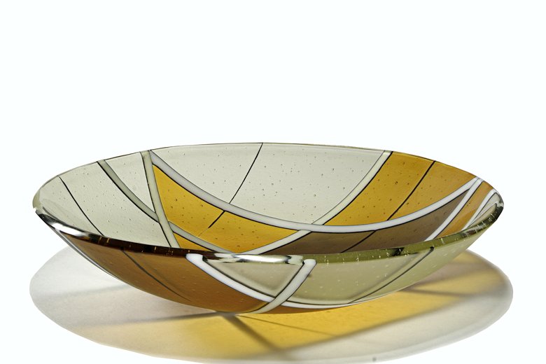 Image of art work “Amber Fine Line Bowl (Amber and Grey)”