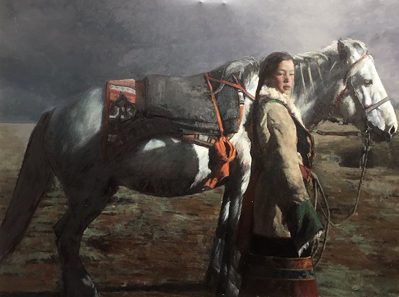 Image of art work “Tibetan Girl and Horse”