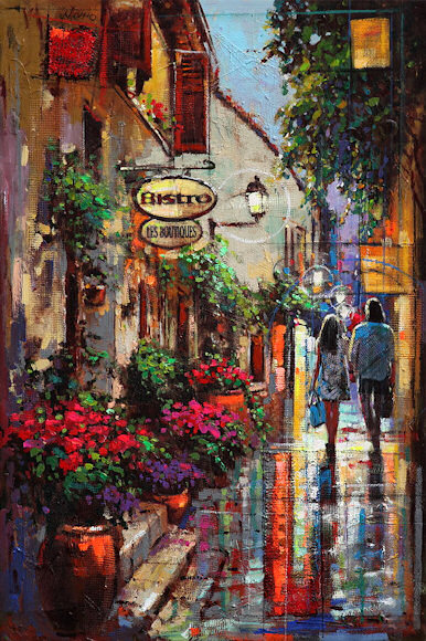 Image of art work “Bistro at Night, St. Paul de Vence”