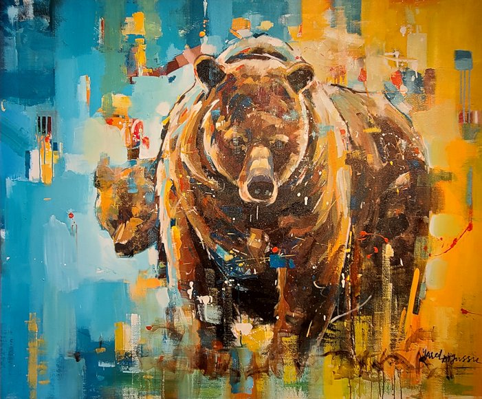 Image of art work “Grizzly Bear and Cub”