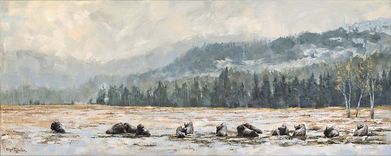 Image of art work “Bison in the Snow”