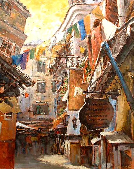 Image of art work “Busy Alley II - Rhodes”