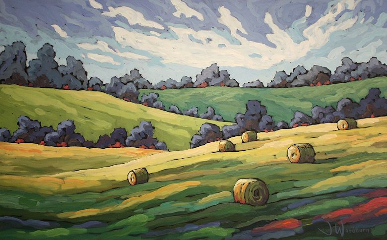 Image of art work “Hay Bales Under Blue Skies”