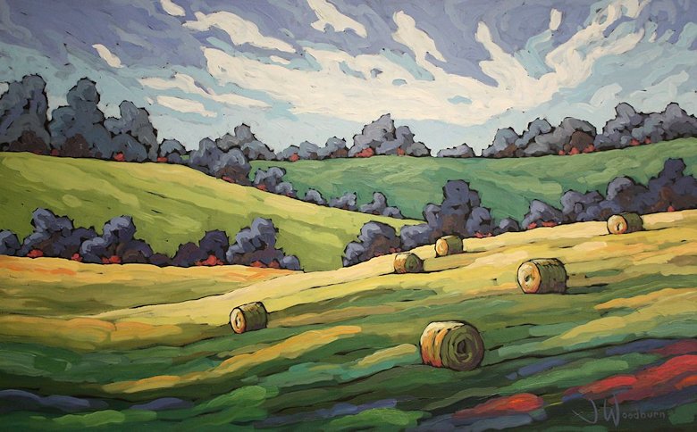 Image of art work “Hay Bales Under Blue Skies”