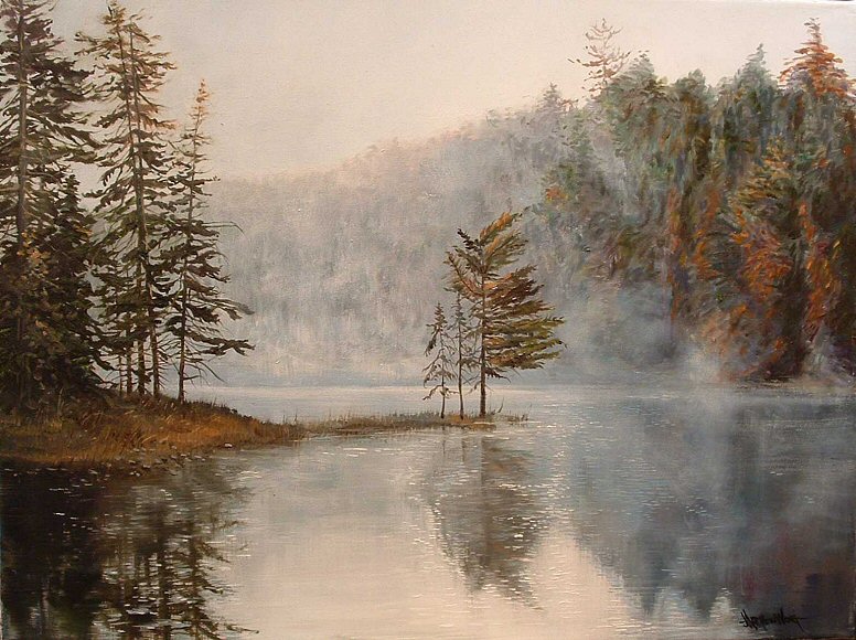 Image of art work “Foggy Morning - Peck Lake”
