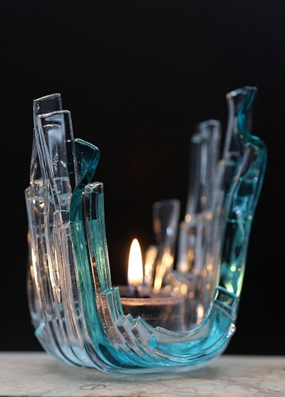 Image of art work “Fire and Ice Candle Keeper - Light Aqua”