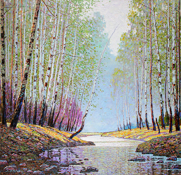 Image of art work “Birches in the Winter”